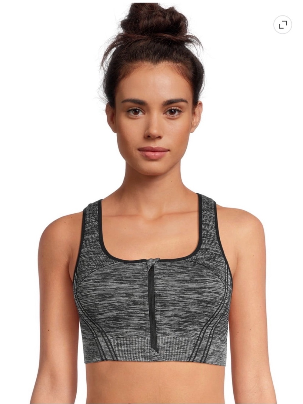 Avia Gray Heather Front-Zip Sports Bra